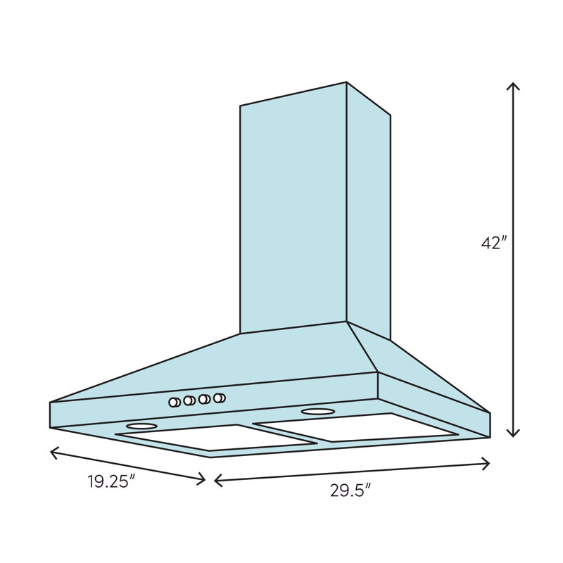 AKDY Range Hood Extension 30 Inches 343 Cubic Feet Per Minute